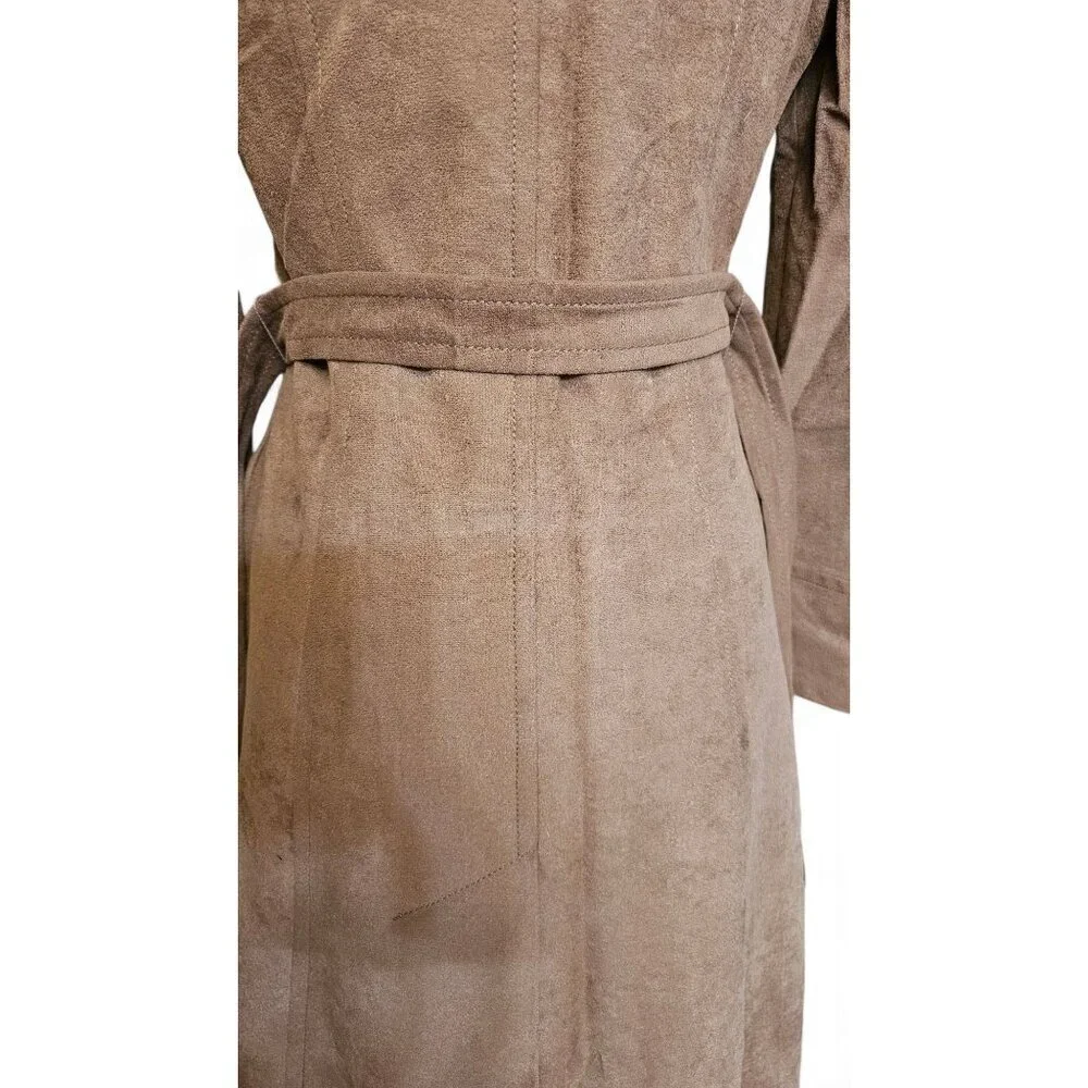 Vintage Mar-Del Mar Del brown long coat button up w/ belt repels rain &stains S - Picture 9 of 13